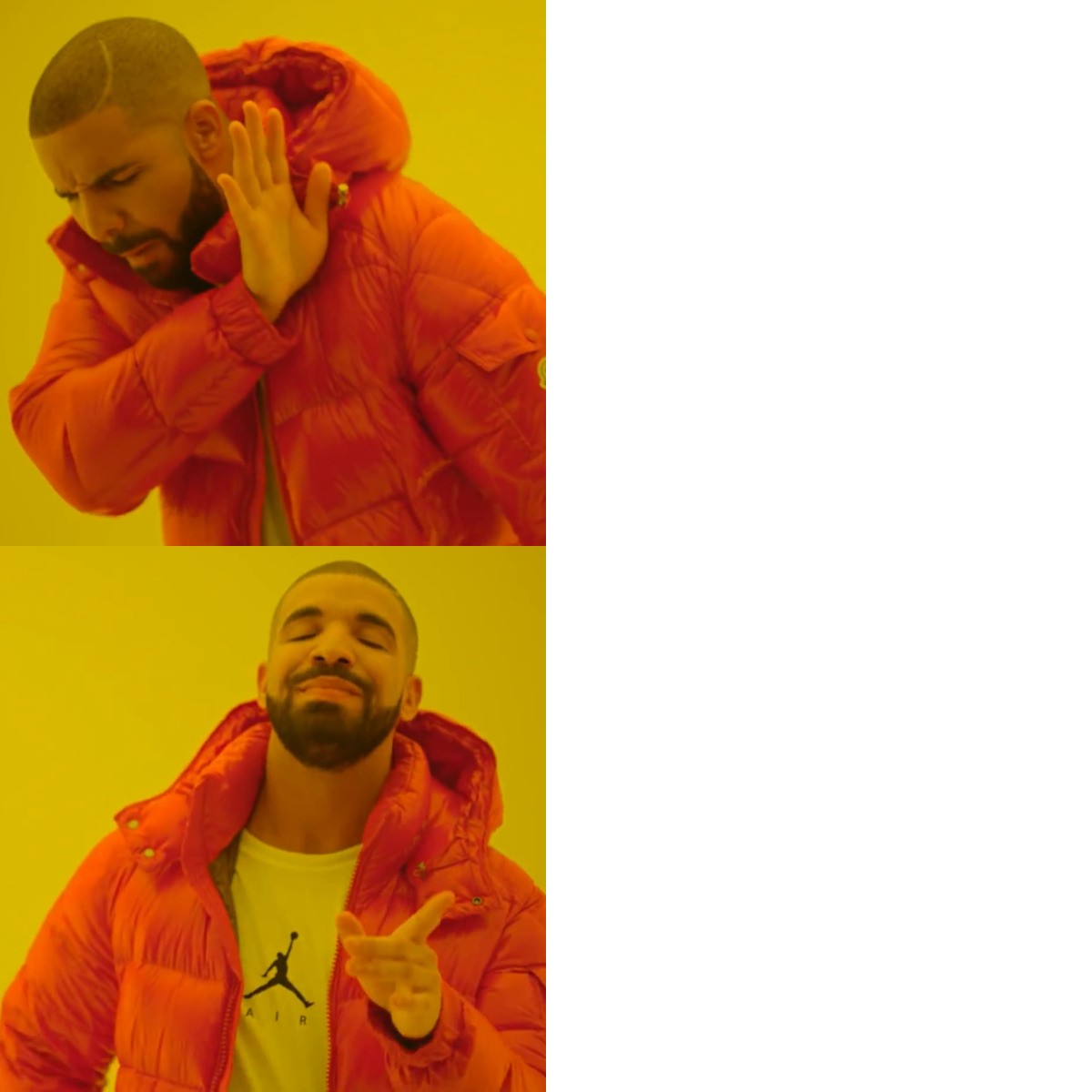 Drake Hotline Bling meme about Tortuga
