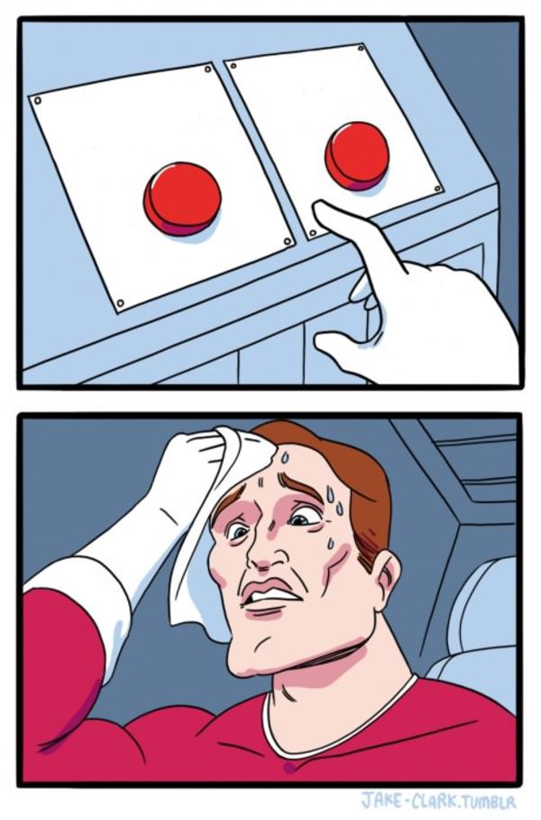 Two Buttons meme about Tortuga